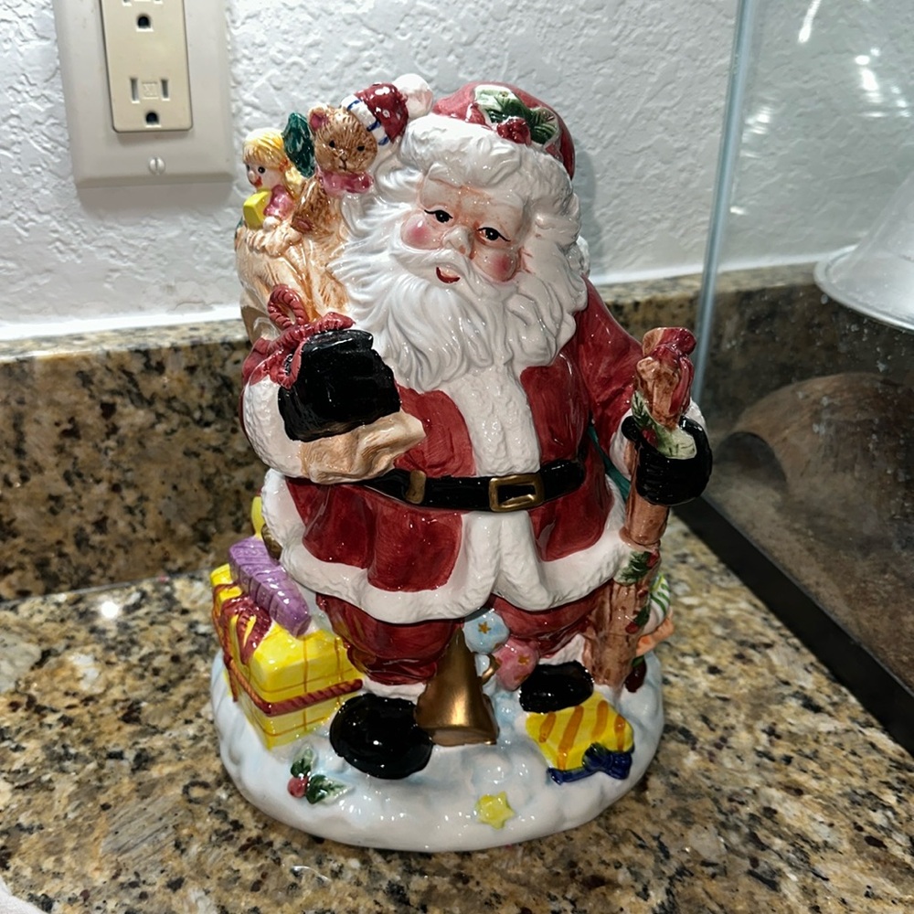 SANTA JOY cookie jar by Gibson, retro 90’s 11”x7” cookie jar